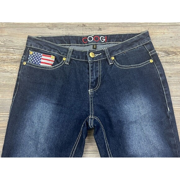 COOGI Women's 5/6 Capri Cropped Jeans Embroidered American Flag Vtg. Y2K - Picture 2 of 16
